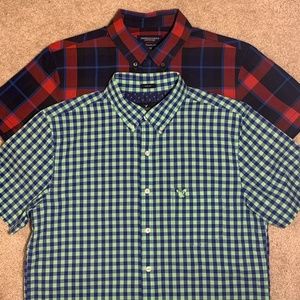 AMERICAN EAGLE Shirt Short sleeve Slim Fit 2-pack